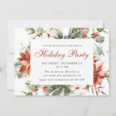 フェスティバルレッドポインセティアホリデークリスマスパーティー 招待状 (正面)