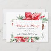 フェスティバルレッドポインセティアホリデークリスマスパーティー 招待状 (正面)