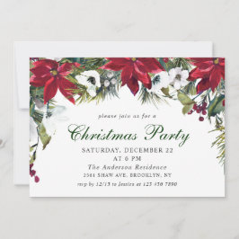 フェスティバルレッドポインセティアホリデークリスマスパーティー 招待状