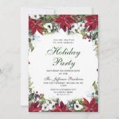 フェスティバルレッドポインセティアホリデークリスマスパーティー 招待状 (正面)