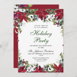 フェスティバルレッドポインセティアホリデークリスマスパーティー 招待状