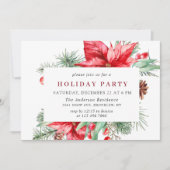 フェスティバルレッドポインセティアホリデークリスマスパーティーInv 招待状 (正面)