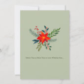 フェスティバルレッドポインセティアホリデーパーティーウォーター色 招待状 (裏面)