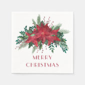 フェスティバルレッドポインセティシアメリークリスマス スタンダードカクテルナプキン (正面)