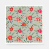 フェスティバルレッドポイントセッティアフローラ水色。 スタンダードランチョンナプキン (正面)
