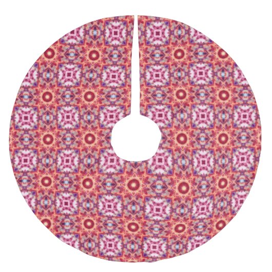 フェスティバルレッドマクシマリストクリスマススターパターン ブラッシュドポリエステルツリースカート (正面)