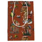 フェスティバルレッドマッシュルームコテージコアメリークリスマス ミディアムペーパーバッグ (正面)