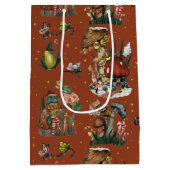 フェスティバルレッドマッシュルームコテージコアメリークリスマス ミディアムペーパーバッグ (裏面)