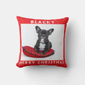フェスティバルレッドメリークリスマスドッグパピーペットフォト クッション (正面)