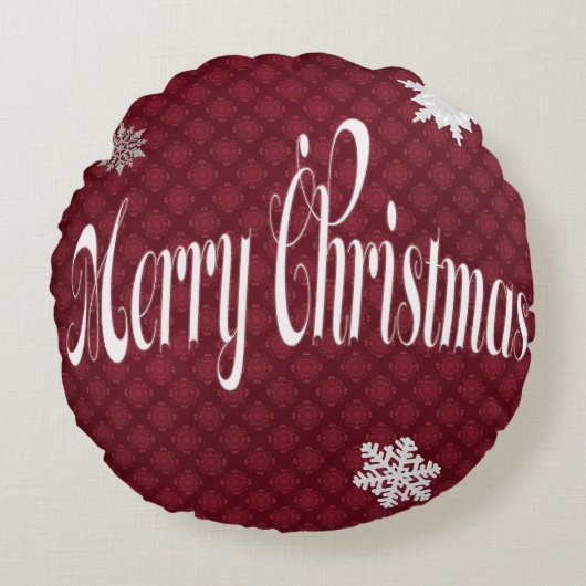 フェスティバルレッドメリークリスマス装飾 ラウンドクッション (正面)