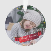 フェスティバルレッドリボン写真クリスマスキープサケ オーナメント (正面)