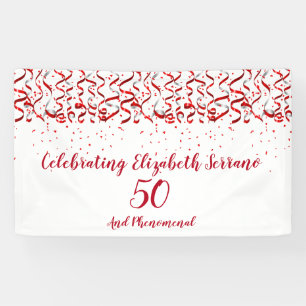 フェスティバルレッドリボン&紙吹雪50th誕生日パーティー 横断幕