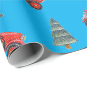 フェスティバルレッドレトロ車&クリスマスツリーパターン ラッピングペーパー (ロールコーナー)