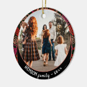 フェスティバルレッドワンラインアートクリスマスファミリーフォトジェス セラミックオーナメント (左)