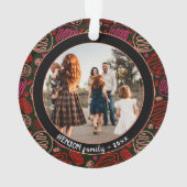 フェスティバルレッドワンラインアートクリスマスファミリーフォト オーナメント (裏面)