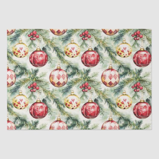 フェスティバルレッドヴィンテージクリスマスオーナメント 薄葉紙 (正面)