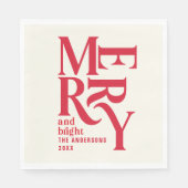 フェスティバルレッドヴィンテージメリークリスマスパーティー スタンダードランチョンナプキン (正面)