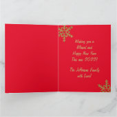 フェスティバルレッド応援新年金ゴールドスノーフレーク写真 カード (内部)