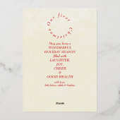 フェスティバルレッド私たちの初めてのクリスマス3 Photo Collage 箔シーズンカード (裏面)