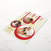 フェスティバルレッド私たちの初めてのクリスマス3 Photo Collage 箔シーズンカード (回転した状態)