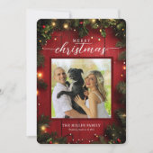 フェスティバルレッド素朴クリスマスフォト シーズンカード (正面)