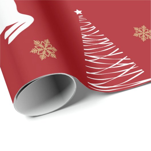 フェスティバルレッド素朴トナディアクリスマスツリーホリデイ ラッピングペーパー (ロールコーナー)