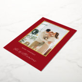 フェスティバルレッド背景スクリプト名クリスマスフォト 箔シーズンカード (回転した状態)