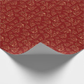 フェスティバルレッド金ゴールドクリスマスツリーシームレスパターン ラッピングペーパー (角)