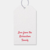 フェスティバルレッド金ゴールドシェブロンパターンカスタムギフトラベル ギフトタグ (裏面)