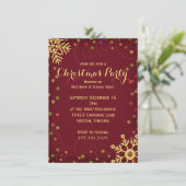 フェスティバルレッド金ゴールドスノーフレークスクリスマスパーティー 招待状 (スタンド正面)