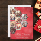 フェスティバルレッド9フォトコラージョスモダンクリスマス シーズンカード