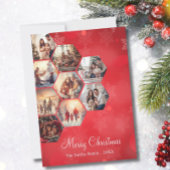 フェスティバルレッド9フォトコラージョスモダンクリスマス シーズンカード