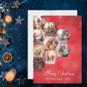 フェスティバルレッド9フォトコラージョスモダンクリスマス シーズンカード