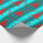 フェスティバルレッド&アクアビーメリークリスマス ラッピングペーパー (角)