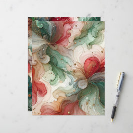 フェスティバルレッド&グリーンアルコールインクスクラップブック紙