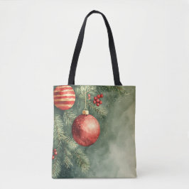 フェスティバルレッド&グリーンウォーターカラートート トートバッグ