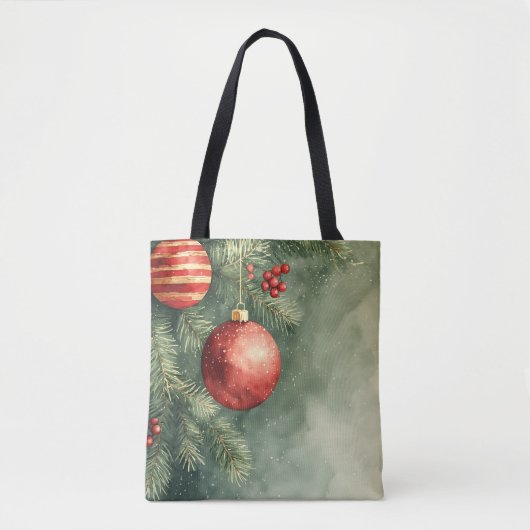 フェスティバルレッド&グリーンウォーターカラートート トートバッグ (正面)