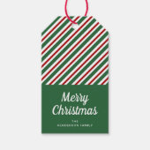 フェスティバルレッド&グリーンストライプクリスマス ギフトタグ (正面)