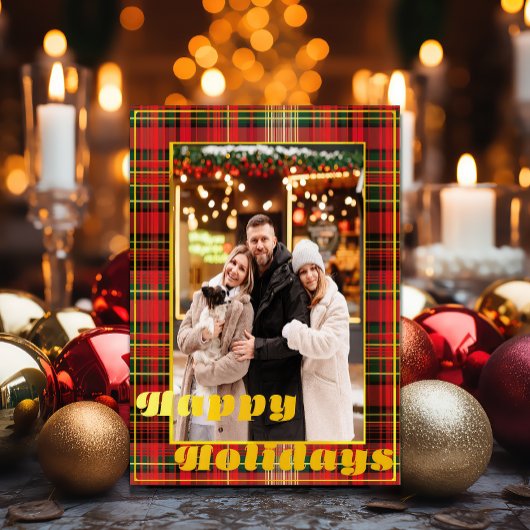 フェスティバルレッド&グリーンタータンチェック「ハッピーホリデー」 シーズンカード