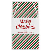 フェスティバルレッド&グリーンパターンメリークリスマス スモールペーパーバッグ (裏面)