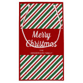 フェスティバルレッド&グリーンパターンメリークリスマス スモールペーパーバッグ (裏面)
