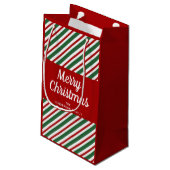 フェスティバルレッド&グリーンパターンメリークリスマス スモールペーパーバッグ (裏面アングル)