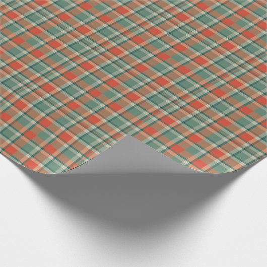 フェスティバルレッド&グリーンプレイドクリスマスプレゼント ラッピングペーパー (角)