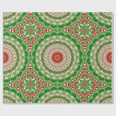 フェスティバルレッド&グリーンマンダラウィズホリデーシンメトリ ラッピングペーパー (フラット)