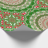 フェスティバルレッド&グリーンマンダラウィズホリデーシンメトリ ラッピングペーパー (角)
