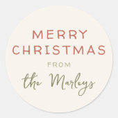 フェスティバルレッド&グリーンレトロクリスマス ラウンドシール (正面)