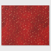 フェスティバルレッド&ゴールドフォイルウィンタークリスマススターズ ラッピングペーパー (フラット)
