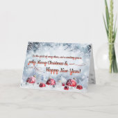 フェスティバルレッド&シルバーオーナメントクリスマス シーズンカード (正面)