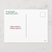 フェスティバルレッド&ティール(緑がかった色)ドッグボーンズ模様ファミリーフォト シーズンポストカード (裏面)