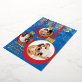 フェスティバルレッド&ブルー初めてのクリスマス3 Photo Collage 箔シーズンカード (回転した状態)